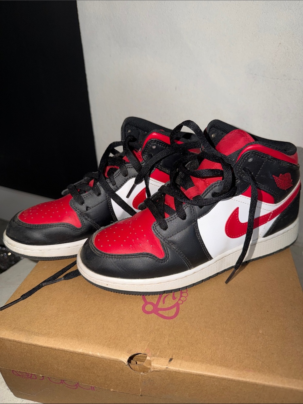 Nike Kids Red, Black & White High-Top Sneakers